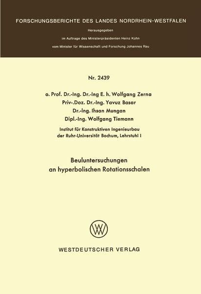 Produktbild: Beuluntersuchungen an hyperbolischen Rotationsschalen