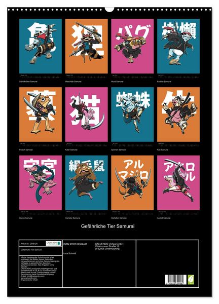 Produktbild: Gef&auml;hrliche Tier Samurai (Wandkalender 2026 DIN A2 hoch), CALVENDO Monatskalender