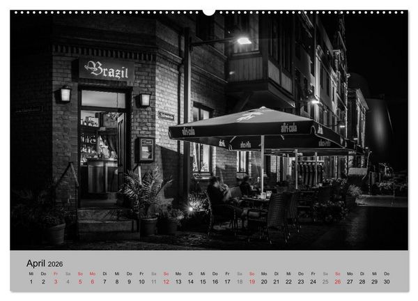 Produktbild: Hansestadt Stralsund bei Nacht (mit GPS-Koordinaten) (Wandkalender 2026 DIN A2 quer), CALVENDO Monatskalender
