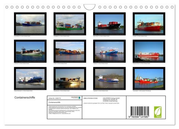 Produktbild: Containerschiffe (Wandkalender 2027 DIN A4 quer), CALVENDO Monatskalender