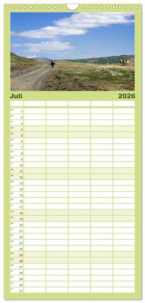 Produktbild: Familienplaner 2026 - Die Pferde Islands mit 5 Spalten (Wandkalender, 21 x 45 cm) CALVENDO