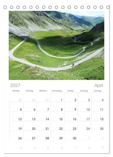 Produktbild: Tischplaner 2027 - Alpenp&auml;sse auf dem Rennrad "Himmlische Serpentinen" (A5 Tischkalender zum Aufstellen) CALVENDO