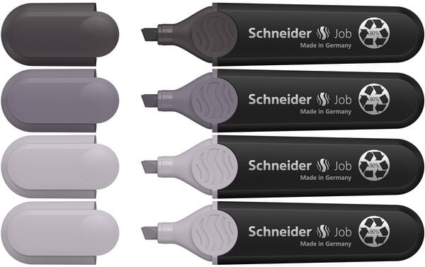 Produktbild: Schneider Textmarker Job grau sortiert, 3+1 Set