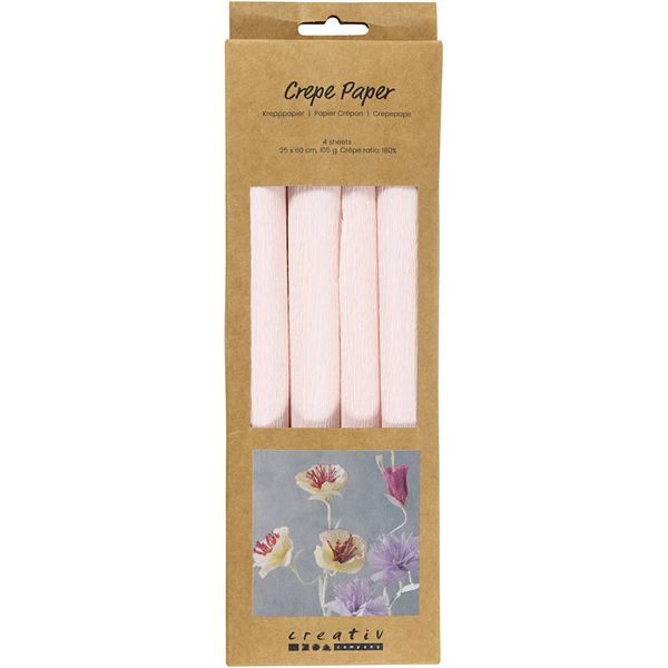 Produktbild: Creativ Company Krepppapier, Blatt 25x60 cm, Kreppanteil: 180%, 105 g, Rosa mattiert, 4 Blatt