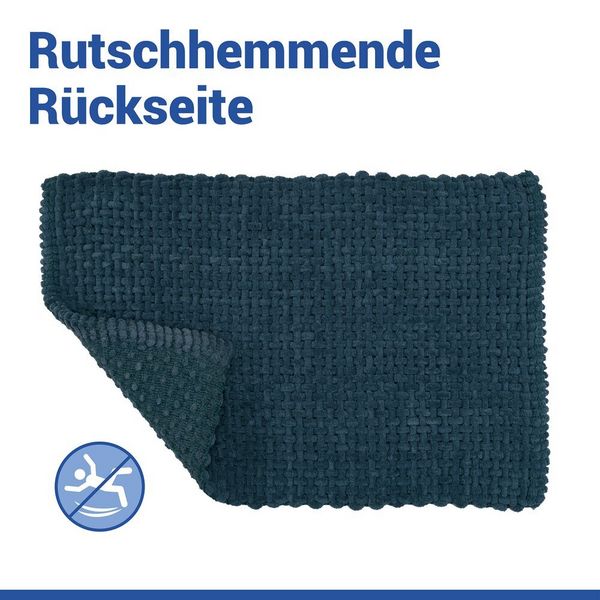 Produktbild: Badteppich Mod. Covelo Dunkelblau, 50 x 80 cm, rutschfest und waschbar bis 30 &deg;C