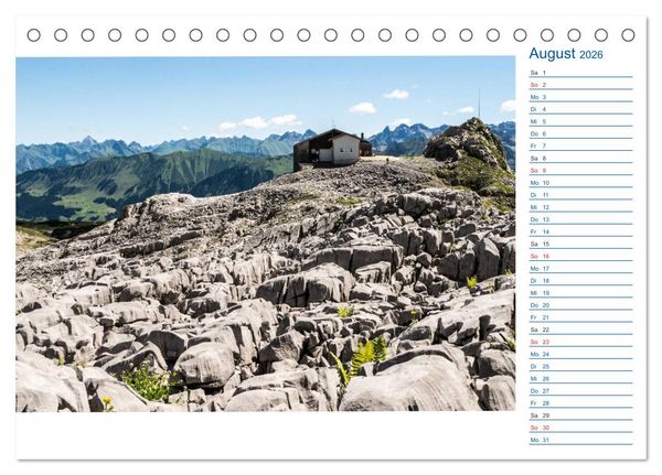 Produktbild: Region Oberstdorf - Kleinwalsertal und Nebelhorn (Tischkalender 2026 DIN A5 quer), CALVENDO Monatskalender