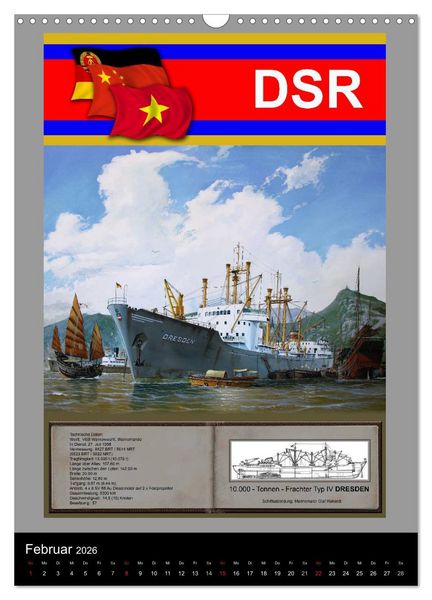 Produktbild: Heimathafen Rostock - Schiffe der Deutschen Seereederei (Wandkalender 2026 DIN A3 hoch), CALVENDO Monatskalender