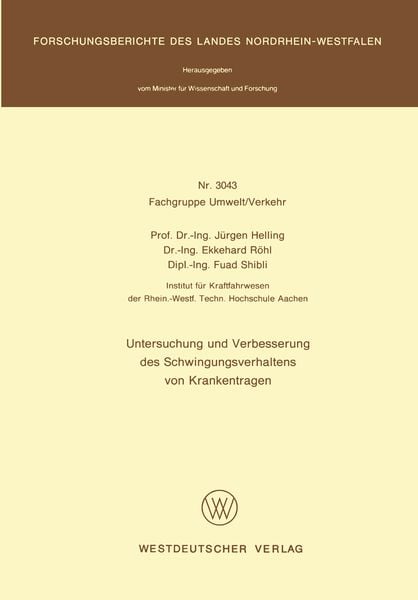Produktbild: Untersuchung und Verbesserung des Schwingungsverhaltens von Krankentragen
