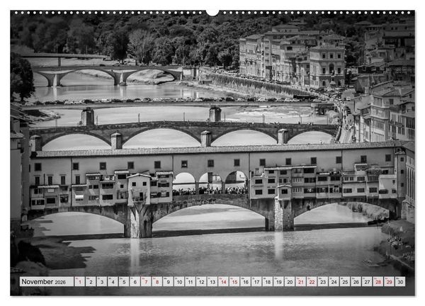 Produktbild: FLORENZ Monochrome Impressionen (hochwertiger Premium Wandkalender 2026 DIN A2 quer), Kunstdruck in Hochglanz