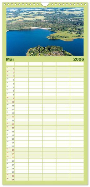 Produktbild: Familienplaner 2026 - Vogtland - von Klingenthal bis G&ouml;ltzschtal mit 5 Spalten (Wandkalender, 21 x 45 cm) CALVENDO