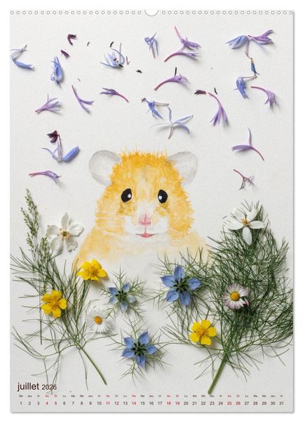 Produktbild: Animaux &agrave; l'aquarelle et v&eacute;g&eacute;taux (Calendrier mural 2026 DIN A2 horizontal) calendrier de bureau