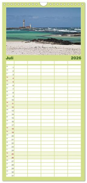 Produktbild: Familienplaner 2026 - Fuerteventura, Insel der Stille mit 5 Spalten (Wandkalender, 21 x 45 cm) CALVENDO