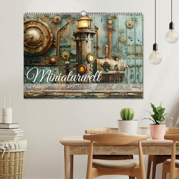 Produktbild: Miniaturwelt Faszinierend winzige H&auml;user im Steampunk-Stil (Wandkalender 2026 DIN A2 quer), CALVENDO Monatskalender