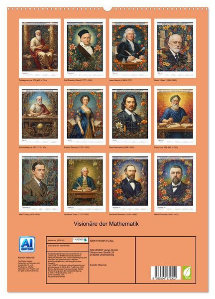 Produktbild: Vision&auml;re der Mathematik (hochwertiger Premium Wandkalender 2027 DIN A2 hoch), Kunstdruck in Hochglanz