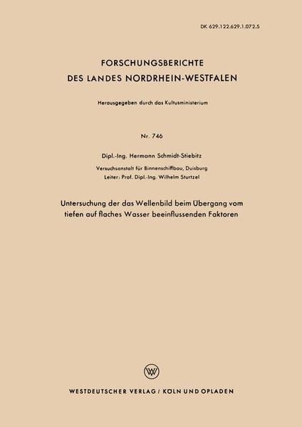 Produktbild: Untersuchung der das Wellenbild beim &Uuml;bergang vom tiefen auf flaches Wasser beeinflussenden Faktoren