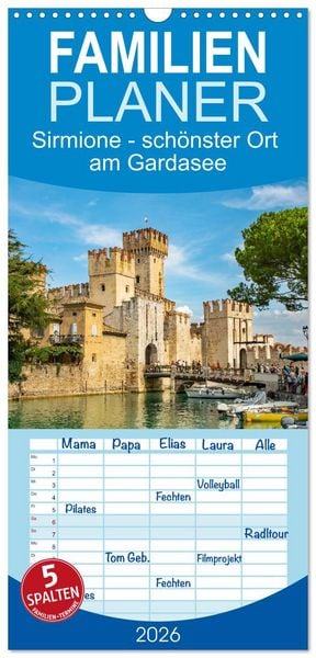 Produktbild: Familienplaner 2026 - Sirmione - sch&ouml;nster Ort am Gardasee mit 5 Spalten (Wandkalender, 21 x 45 cm) CALVENDO