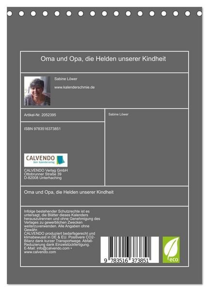 Produktbild: Oma und Opa, die Helden unserer Kindheit (Tischkalender 2026 DIN A5 hoch), CALVENDO Monatskalender