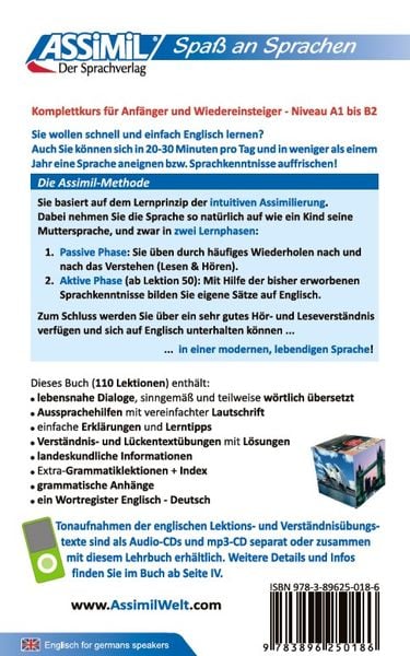 Produktbild: ASSiMiL Englisch ohne M&uuml;he - Lehrbuch - Niveau A1-B2
