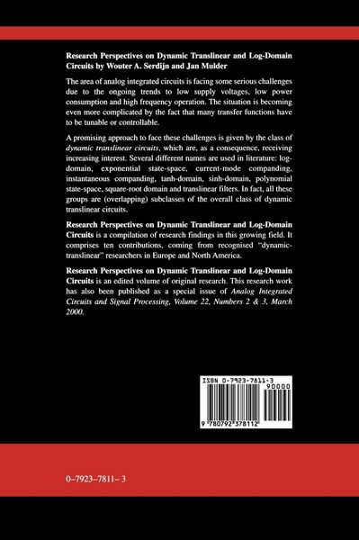Produktbild: Research Perspectives on Dynamic Translinear and Log-Domain Circuits