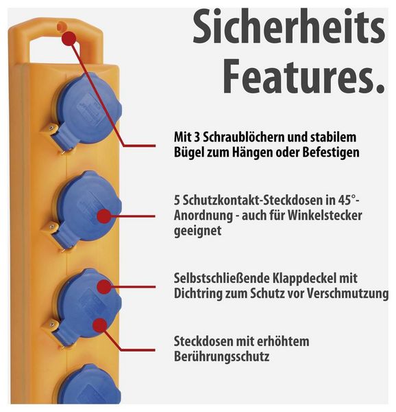 Produktbild: Brennenstuhl 1159900205 Steckdosenleiste mit Schalter Gelb Schutzkontakt 1 St.