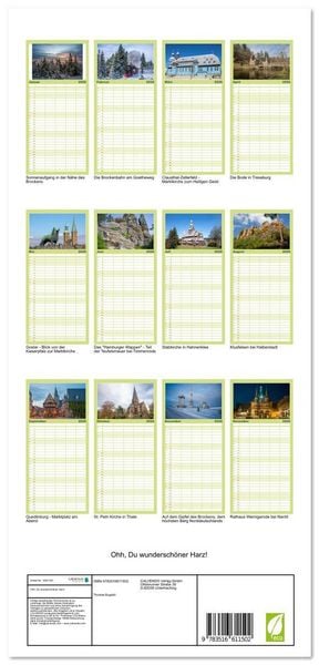Produktbild: Familienplaner 2026 - Ohh, Du wundersch&ouml;ner Harz! mit 5 Spalten (Wandkalender, 21 x 45 cm) CALVENDO