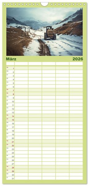 Produktbild: Familienplaner 2026 - Alte Maschinen - verlassene Lieblinge mit 5 Spalten (Wandkalender, 21 x 45 cm) CALVENDO