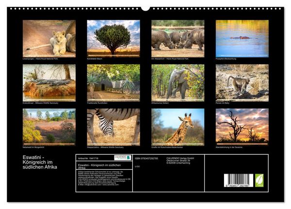 Produktbild: Eswatini - K&ouml;nigreich im s&uuml;dlichen Afrika (hochwertiger Premium Wandkalender 2026 DIN A2 quer), Kunstdruck in Hochglanz