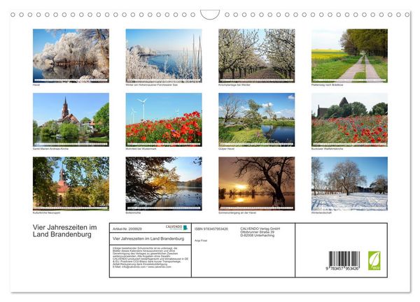 Produktbild: Vier Jahreszeiten im Land Brandenburg (Wandkalender 2026 DIN A3 quer), CALVENDO Monatskalender
