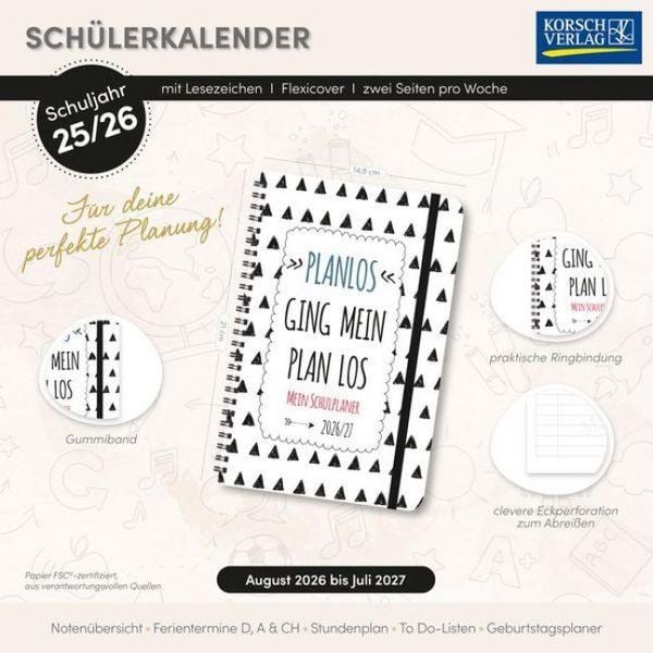 Produktbild: Sch&uuml;lerkalender Planlos 2026/2027