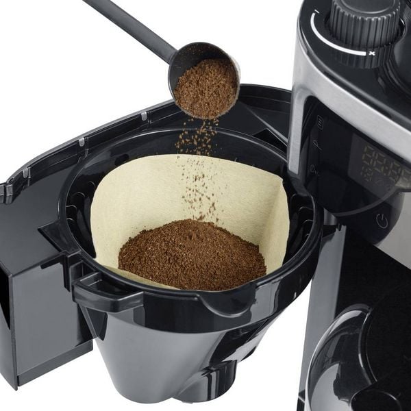 Produktbild: Severin Filterkaffeemaschine mit Mahlwerk und Edelstahl-Thermokanne, Kaffeemaschine Schwarz, Edelstahl (geb&uuml;rstet) Fassungsverm&ouml;gen Tassen=8 Displa