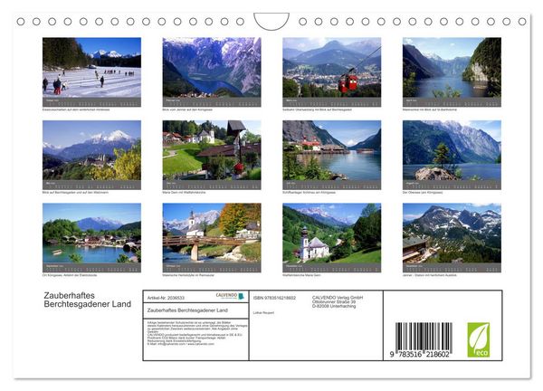 Produktbild: Zauberhaftes Berchtesgadener Land (Wandkalender 2026 DIN A4 quer), CALVENDO Monatskalender