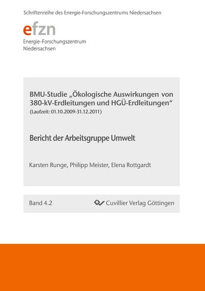 Produktbild: BMU-Studie "&Ouml;kologische Auswirkungen von 380-kV-Erdleitungen und HG&Uuml;-Erdleitungen"