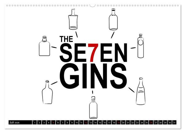 Produktbild: Gin & Tonic Die Besten Spr&uuml;che und Wortspiele (hochwertiger Premium Wandkalender 2026 DIN A2 quer), Kunstdruck in Hochglanz