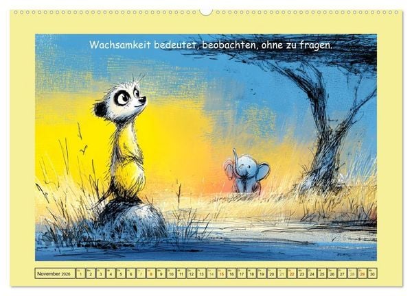 Produktbild: Kleine W&auml;chter. Erdm&auml;nnchen und Weisheiten (hochwertiger Premium Wandkalender 2026 DIN A2 quer), Kunstdruck in Hochglanz