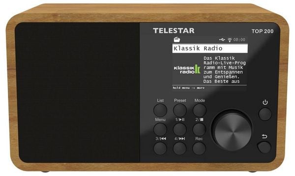 Produktbild: Telestar TOP 200 Holz Internet Kofferradio Internet, DAB+, UKW Bluetooth&reg;, USB, WLAN, AUX Holz