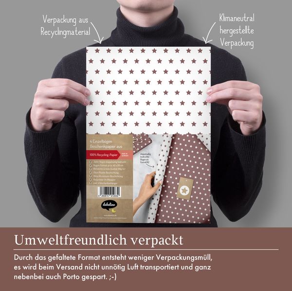 Produktbild: Geschenkpapier-Set Sterne (rot-braun, wei&szlig;)