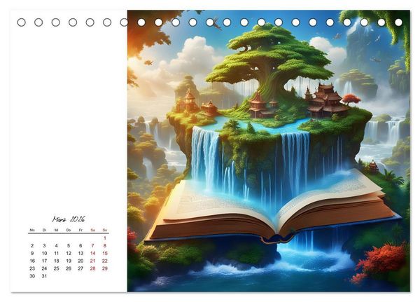 Produktbild: Fantastische surreale B&uuml;cherwelten (Tischkalender 2026 DIN A5 quer), CALVENDO Monatskalender