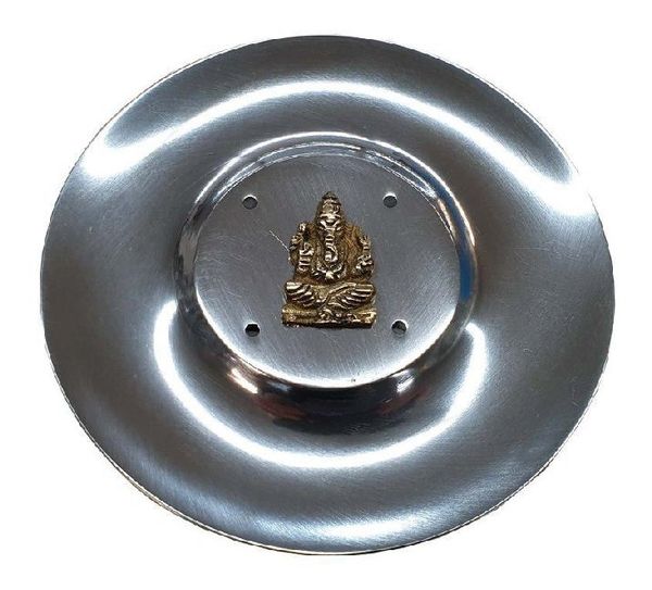 Produktbild: R&auml;ucherst&auml;bchenhalter "Ganesha" Messingrelief auf Metall rund 10 cm
