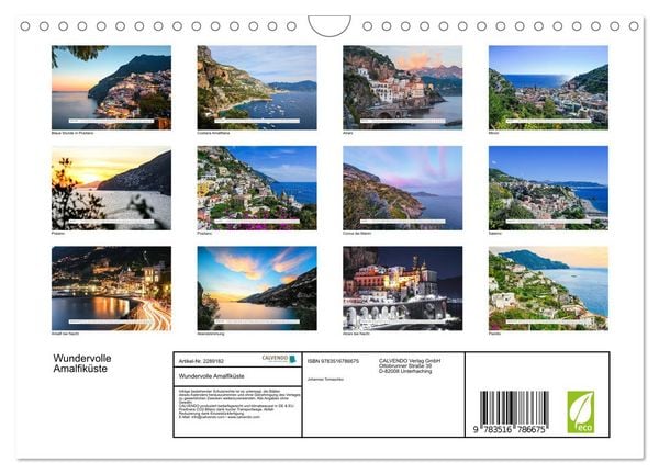 Produktbild: Wundervolle Amalfik&uuml;ste (Wandkalender 2027 DIN A4 quer), CALVENDO Monatskalender