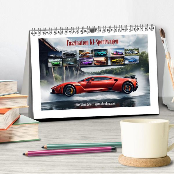 Produktbild: Faszination KI-Sportwagen (Tischkalender 2026 DIN A5 quer), CALVENDO Monatskalender