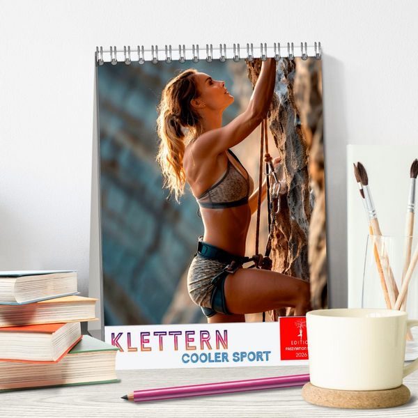 Produktbild: Klettern - cooler Sport (Tischkalender 2026 DIN A5 hoch), CALVENDO Monatskalender