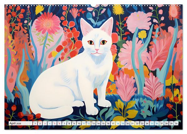 Produktbild: Kunstvolle Katzen (Wandkalender 2026 DIN A2 quer), CALVENDO Monatskalender