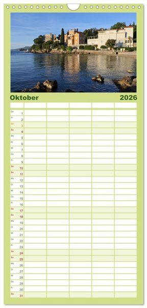 Produktbild: Familienplaner 2026 - Zauberhaftes Opatija mit 5 Spalten (Wandkalender, 21 x 45 cm) CALVENDO