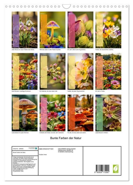 Produktbild: Bunte Farben der Natur (Wandkalender 2027 DIN A3 hoch), CALVENDO Monatskalender