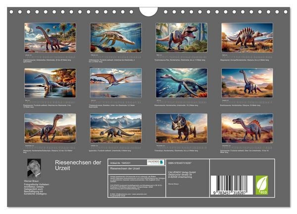 Produktbild: Riesenechsen der Urzeit (Wandkalender 2026 DIN A4 quer), CALVENDO Monatskalender