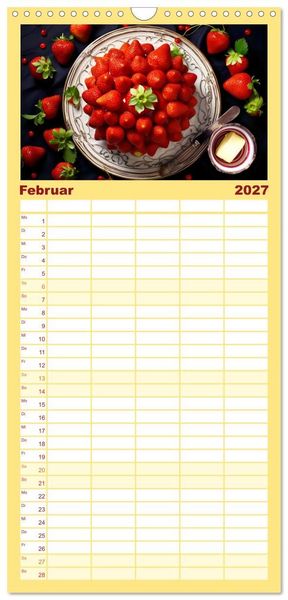 Produktbild: Familienplaner 2027 - Erdbeerzauber - Erdbeer-Schlemmereien mit Eis und Kuchen en masse! mit 5 Spalten (Wandkalender, 21 x 45 cm) CALVENDO