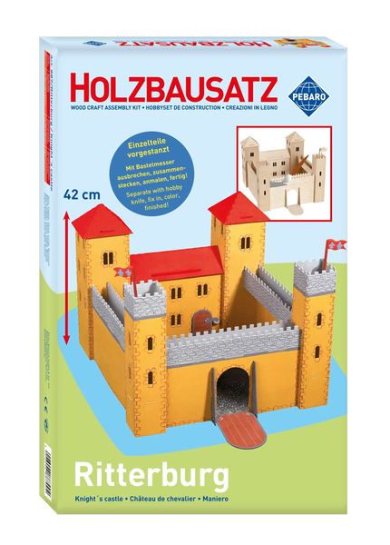 Produktbild: PEBARO 887 - Holzbausatz Ritterburg, 61 Teile, Holzkonstruktion zum Zusammenstecken