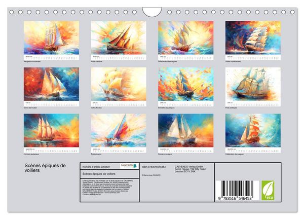 Produktbild: Sc&egrave;nes &eacute;piques de voiliers (Calendrier mural 2026 DIN A4 vertical), CALVENDO calendrier mensuel