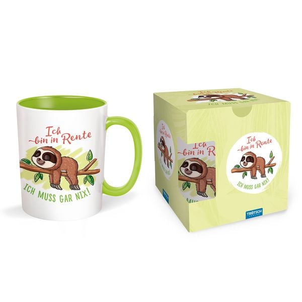Produktbild: Tr&ouml;tsch Tasse Faultier Rentner wei&szlig; gr&uuml;n