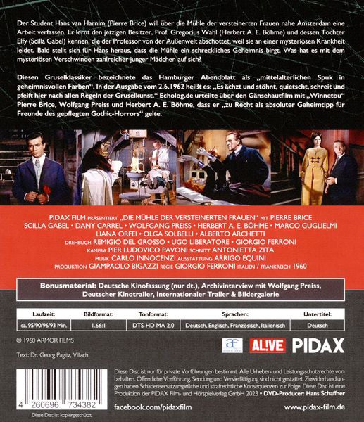 Produktbild: Die M&uuml;hle der versteinerten Frauen - Collector&acute;s Edition (4 Filmfassungen) / Gruselklassiker mit Starbesetzung (Pidax Film-Klassiker) [2 BRs]